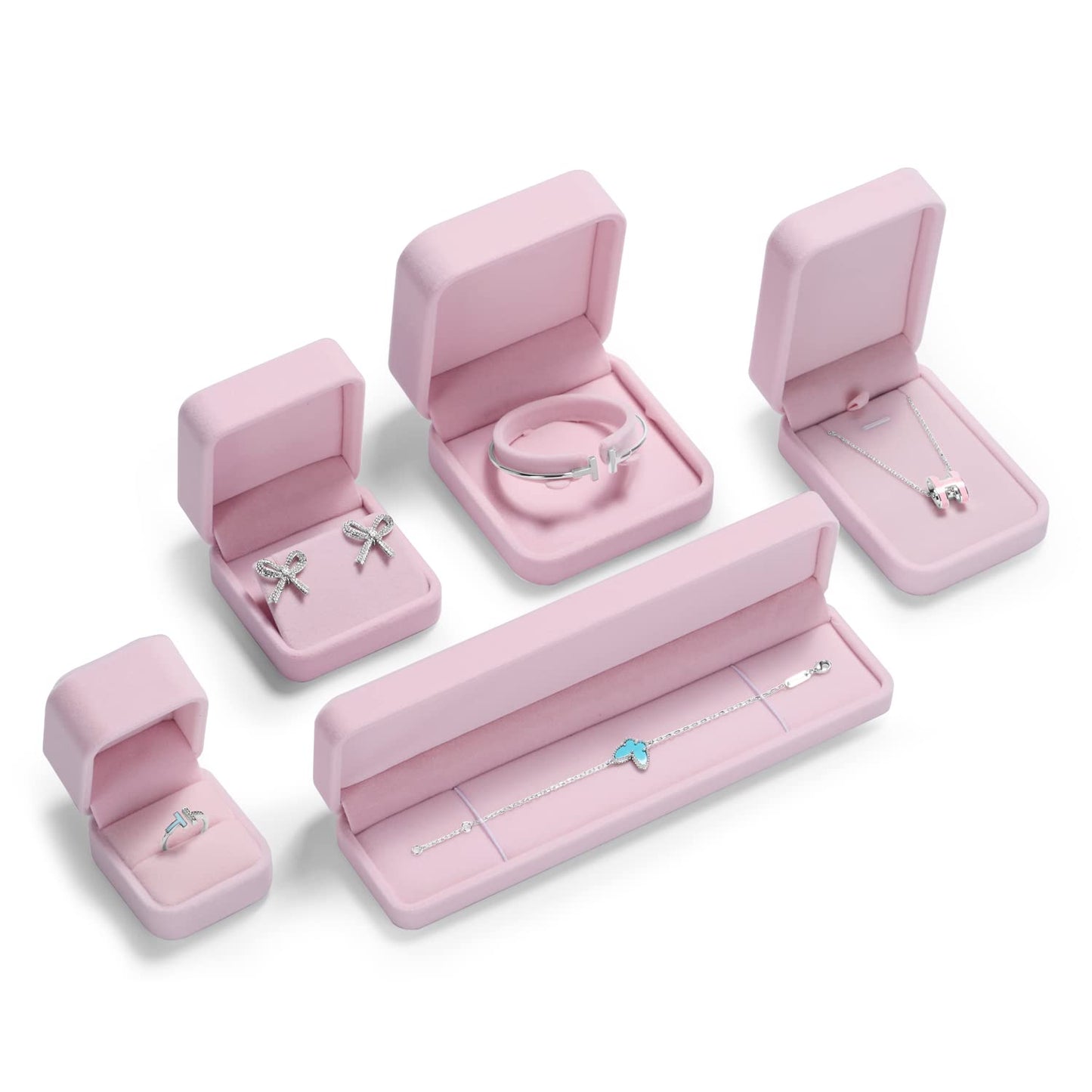 Oirlv Pink Velvet Bangle/Bracelet Gift Box Jewelry Storage Box Accessories Case