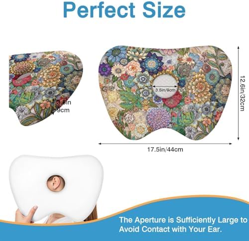 Ear Piercing Pillow for Side Sleepers with Washable Cover Pillows with Holes for Ear Pain,Donut Pillow for Adults CNH Ear Pain Relief Pressure Sores Ear Pillow with Hole in Center