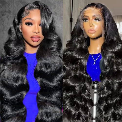 13x6 Lace Front Wigs Human Hair 200% Density Body Wave HD Lace Front Wigs Human Hair Pre Plucked Natural Color Glueless Wig 100% Virgin Human Hair Lace Front Wigs for Women 26 Inch