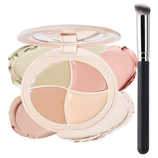 Kaely Concealer Full Coverage Set, 4 Nude Shades Color Correcting Concealer for Dark Circles, under Eye Brightene Foundation Contour Makeup Palette with Brush, corrector de ojeras, Cruelty-free