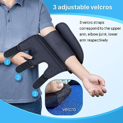 Cubital Tunnel Elbow Splint, Ulnar Nerve Night Brace, for Women & Men, Arm Elbow Splint Support for Left and Right, Built-in 3 Support Plates -L/XL