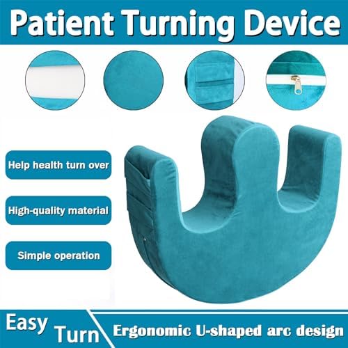 Sexysamba Bedridden Patient Turning Device with Fixing Strap Elderly Assistance Products Bed Rest Leg Pillow Patient Lift Aid Flannel Multifunctional Anti-Decubitus Nursing Products, Blue