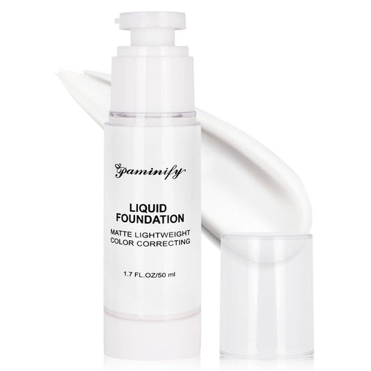 Paminify 50ml Clown White Liquid Foundation for Halloween,White Face Paint Waterproof Foundation for Skeleton Goth Vampire Joker Ghost Mime Gothic Base,Pale Face Makeup for Cosplay