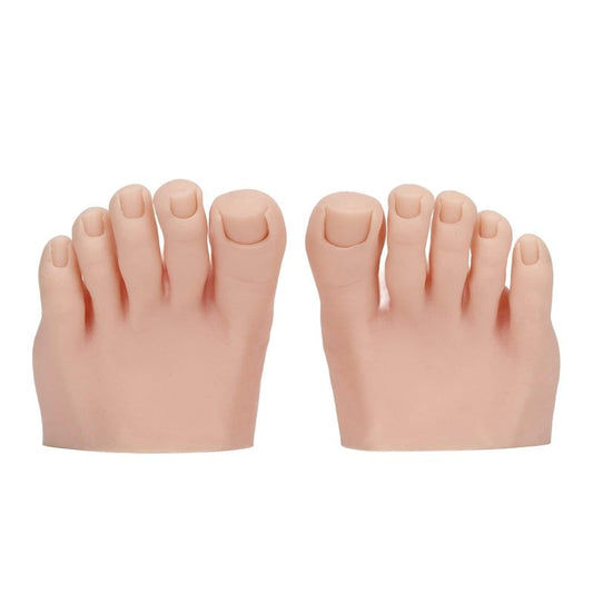 CYTGOUPER Silicone Fake Foot Model 1 Pair–Soft Half Foot with Fake Toes for Nail Art Practice, Tattoo Training,Pedicure Kit,Reusable Skin Silicone Foot for Beginners, Salon Props