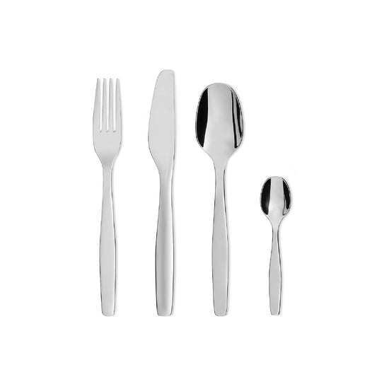 Alessi ANF06S24 Itsumo - Cutlery set composed of six table spoons, six table forks, six table knives, six coffee spoons in 18/10 stainless steel.