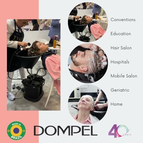 Dompel Portable Shampoo Bowl, Ergonomic and Deep Portable Wash Bowl for Hairstylist and Handicap & Disabled, Seniors, Home Services, Steel Structure, Hair Washing Basin. (Dual-Basin)
