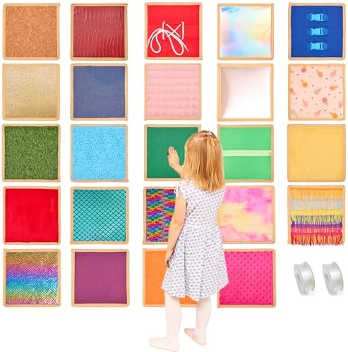 Sensory Wall Panel for Kids | Textured Tiles Sensory | Sensory Wall Pads for Play & Learning | Sensory Mats for Toddlers & Classrooms | Wall Padding for Kids Playroom | Sensory Wall 24 Pack