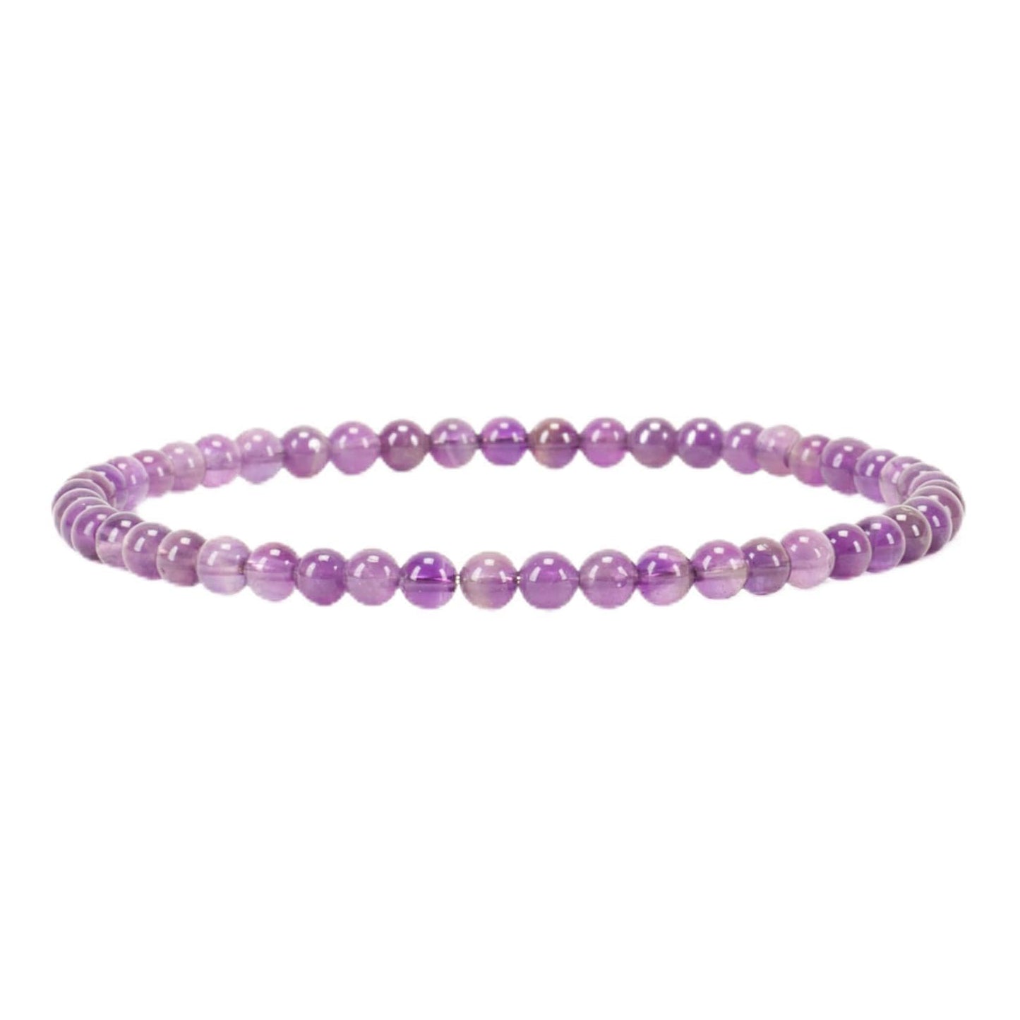 Cherry Tree Collection - Small, Medium, Large Sizes - Gemstone Beaded Bracelets For Women and Men - 4mm Round Beads (Amethyst, Medium)
