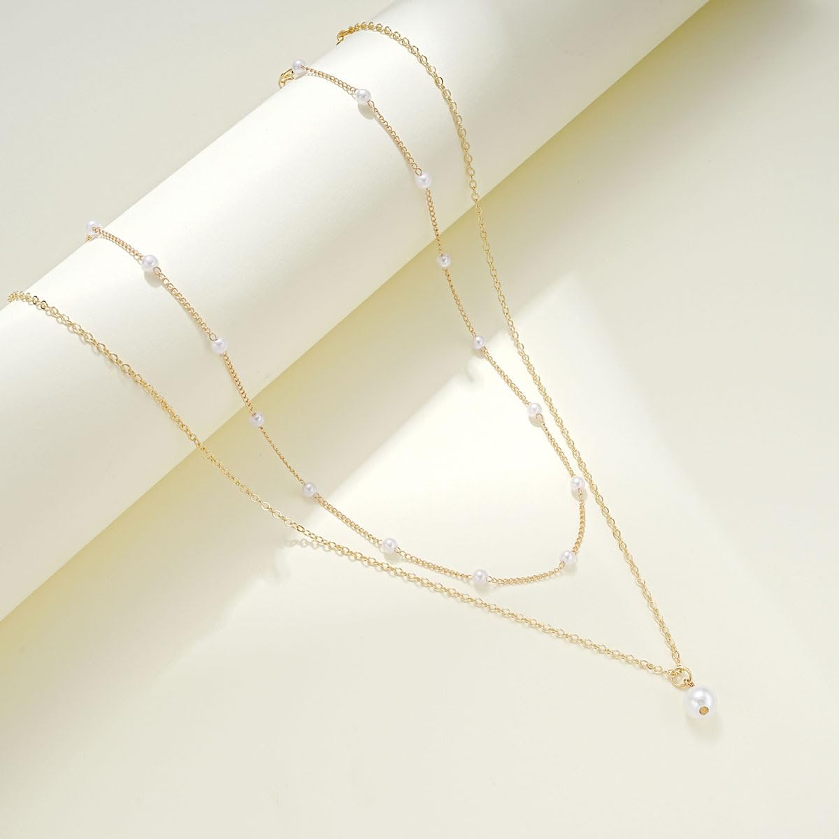 JELLYSEE Gold Necklaces for Women - 14K Gold Plated Layering Necklaces Trendy Circle Paperclip Chain Pendant Choker Necklace, Simple Diamond Cross Bow Jewelry Set Gifts for Women