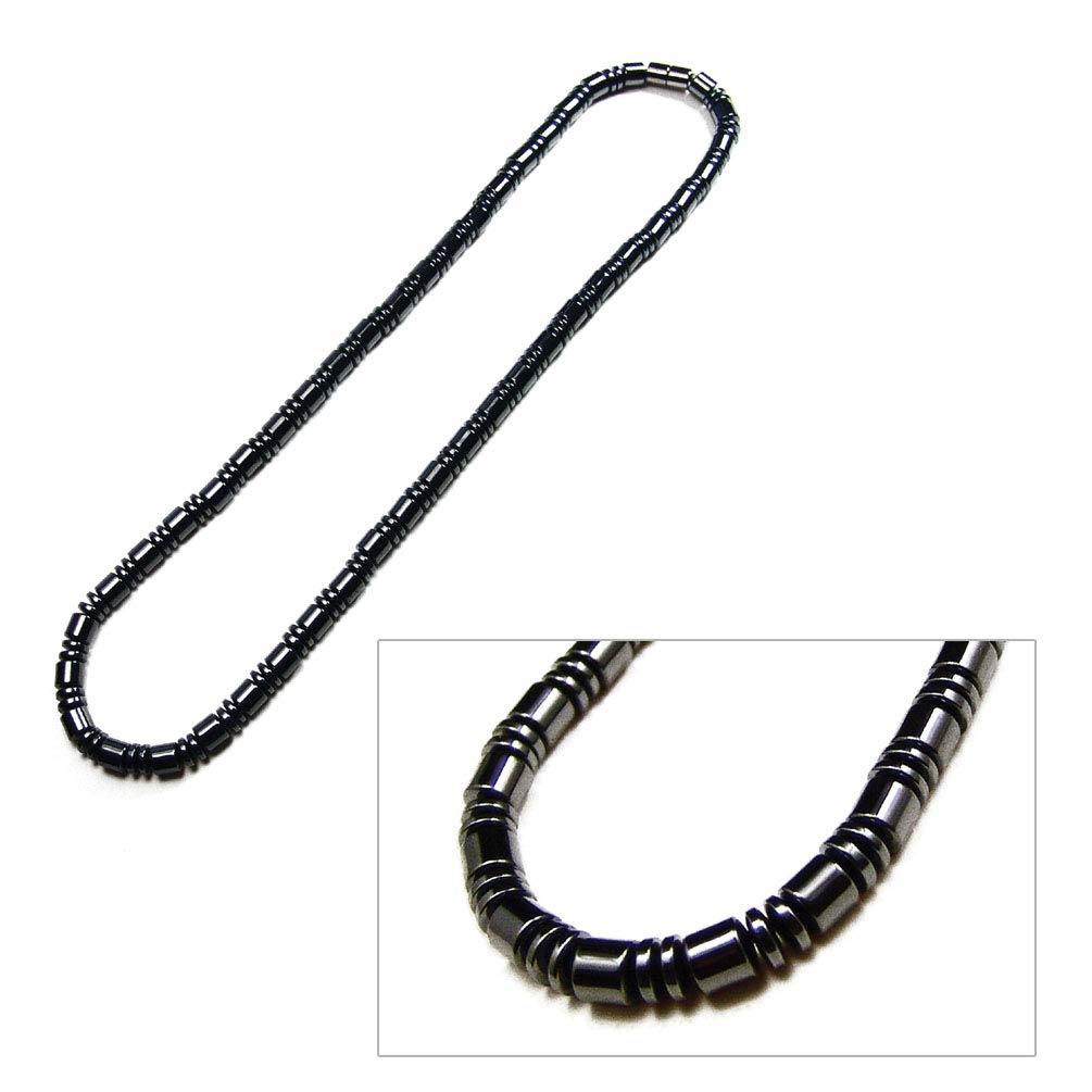 Accents Kingdom Men's Magnetic Hematite Therapy & Healing Stone with Small Drum Bead Necklace, 20"