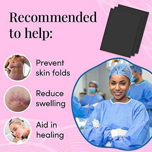 IMPRESA [4 Pack] Black Lipo Foam - Post Surgery Liposuction Foam for Use with Post Liposuction Surgery Compression Garments