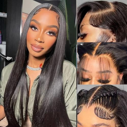LICHANG 13x4 Lace Front Wigs Human Hair 200 Density 13x4 HD Frontal Human Hair Lace Front Wigs Straight HD Lace Front Wigs Human Hair Straight Glueless Wigs Human Hair Pre Plucked for Women 28 Inch