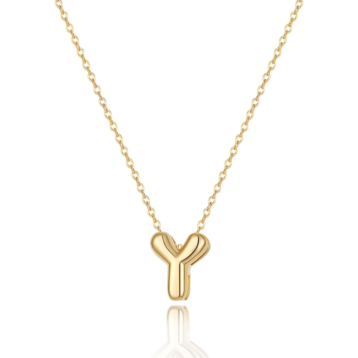 CUEZIY 14K Gold Plated Bubble Letter Necklace Initial Necklaces for Women Dainty Personalized Charm Pendant Name Necklace Cute Non Tarnish Fashion Accessories Teen Gift Trendy Stuff Jewelry Gifts