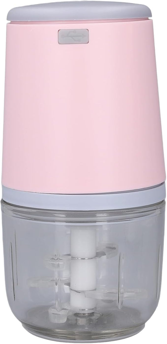 300ML Mini Meat Grinder Electric Mini Garlic Chopper USB Meat Grinder Food Processor Cordless Easily Chop Baby Food Maker Small Chopper for Vegetables Fruits Garlic (Roseate)