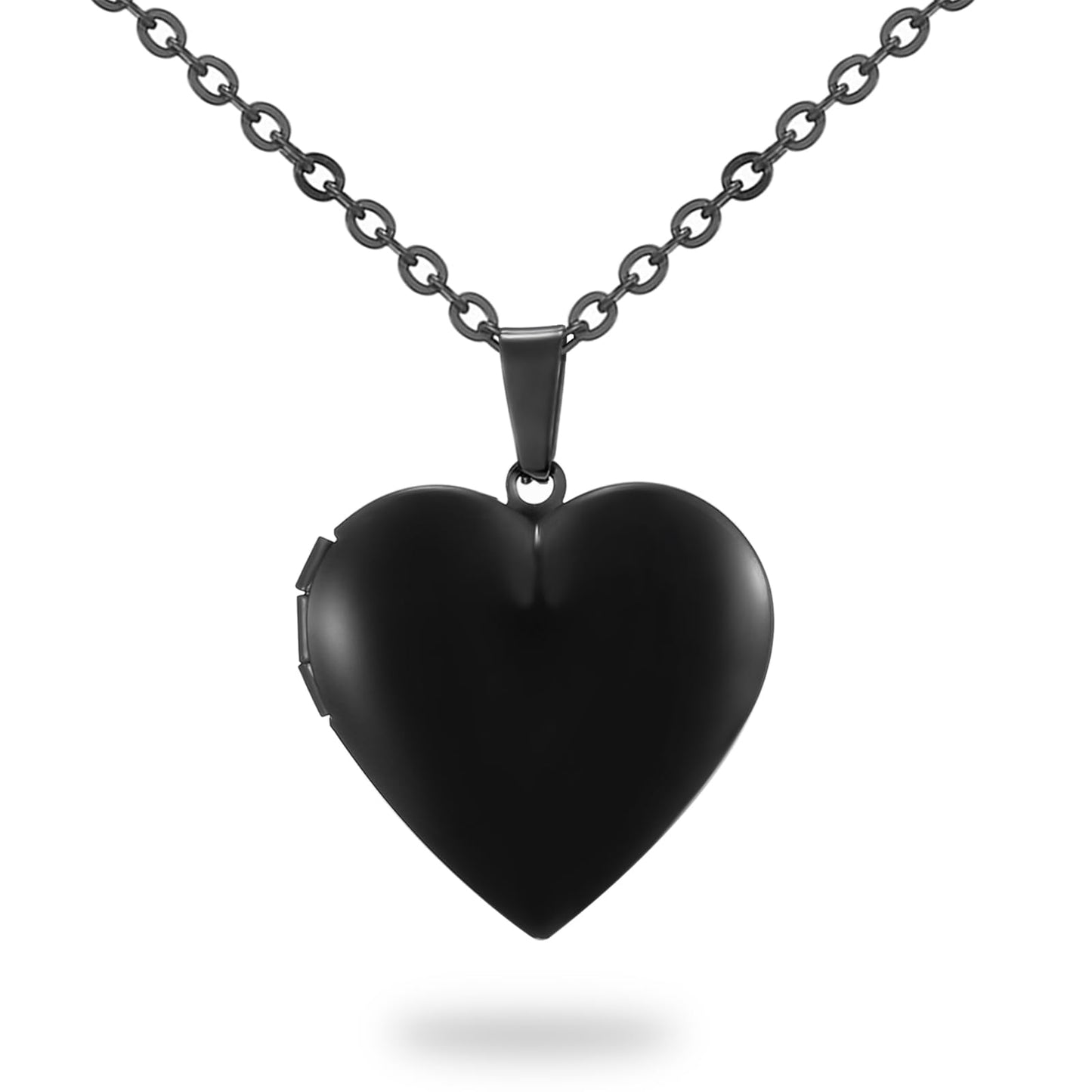 PHOCKSIN Black Heart Lockets Necklace for Girlfriend Locket Necklaces that Holds 2 Pictures Memorial Lockets for Women