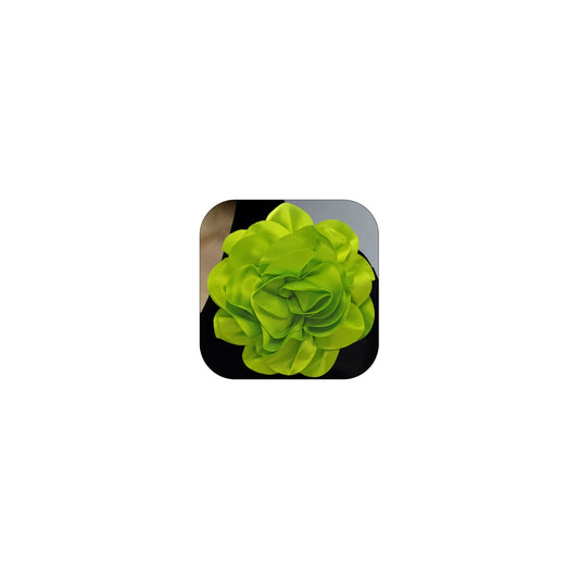 19mm Extra Large Rose Flower Brooches Lapel Pins Dainty Satin Fabric Brooches Big Camellia Flower Brooch Pin for Women Wedding Part Dance Clothes Accessories Jewelry (Fluorescent green)