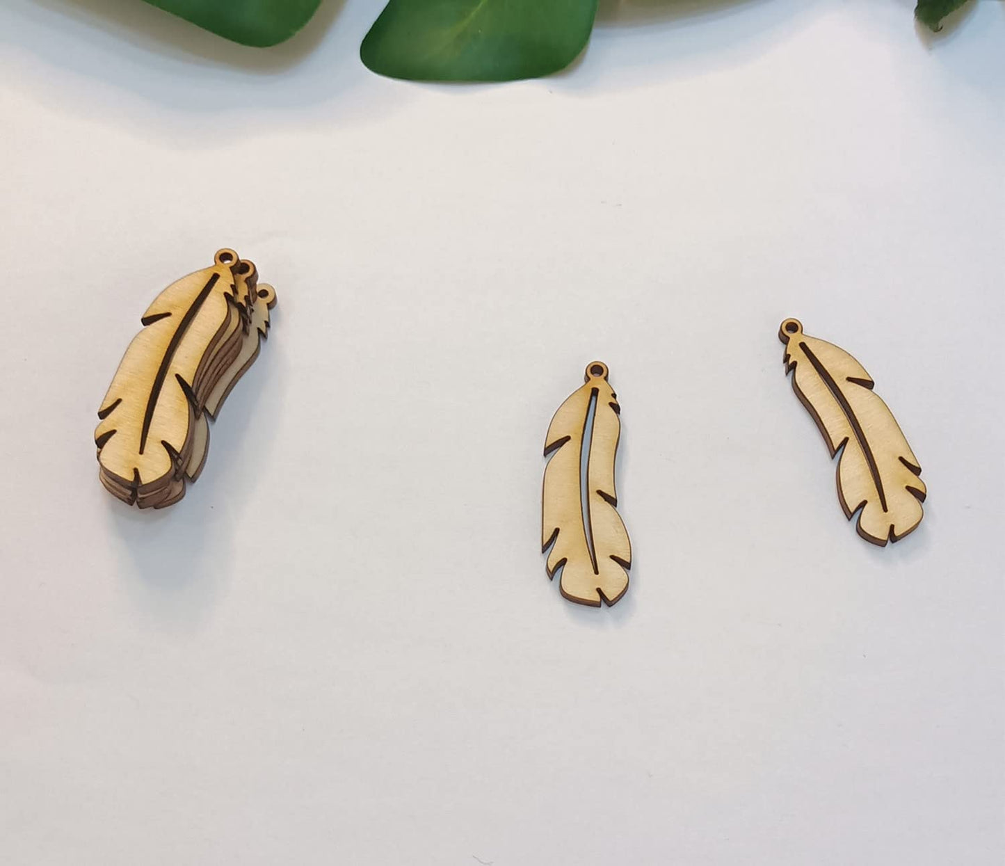 30pcs of Feather Shape DIY Unfinished Wood Jewelry,Laser Cut Natural Wood Earrings Blanks,Wood Feather Shapes (2'')