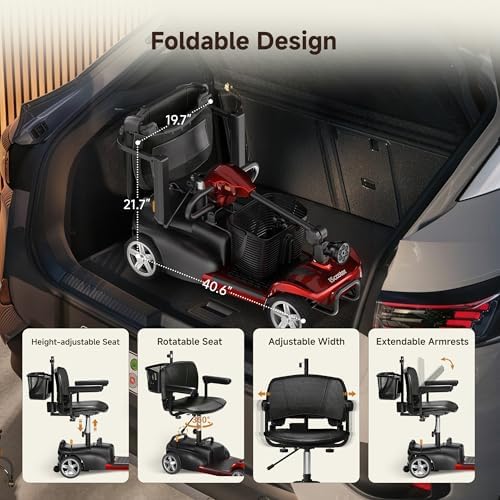 iScooter X02 Pro Mobility Scooter, 20Miles Long Range 4 Wheels Electric Mobility Scooter for Seniors & Adults, Electric Wheelchair 300lbs with Removable Battery, Dual Baskets, Crutch Holder, USB Port