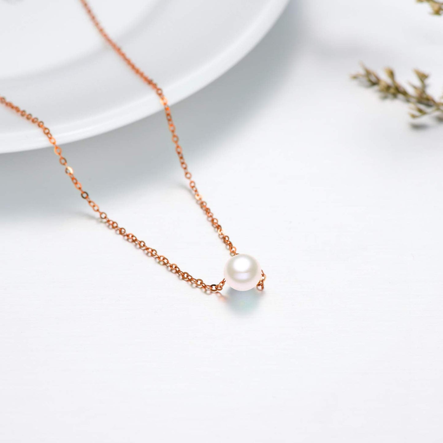 14K Solid Gold Pearl Necklaces for Women, Real Freshwater Cultured Pearl Choker Necklaces Fine Jewelry Gifts for Her, Mom, Wife 16"-18"