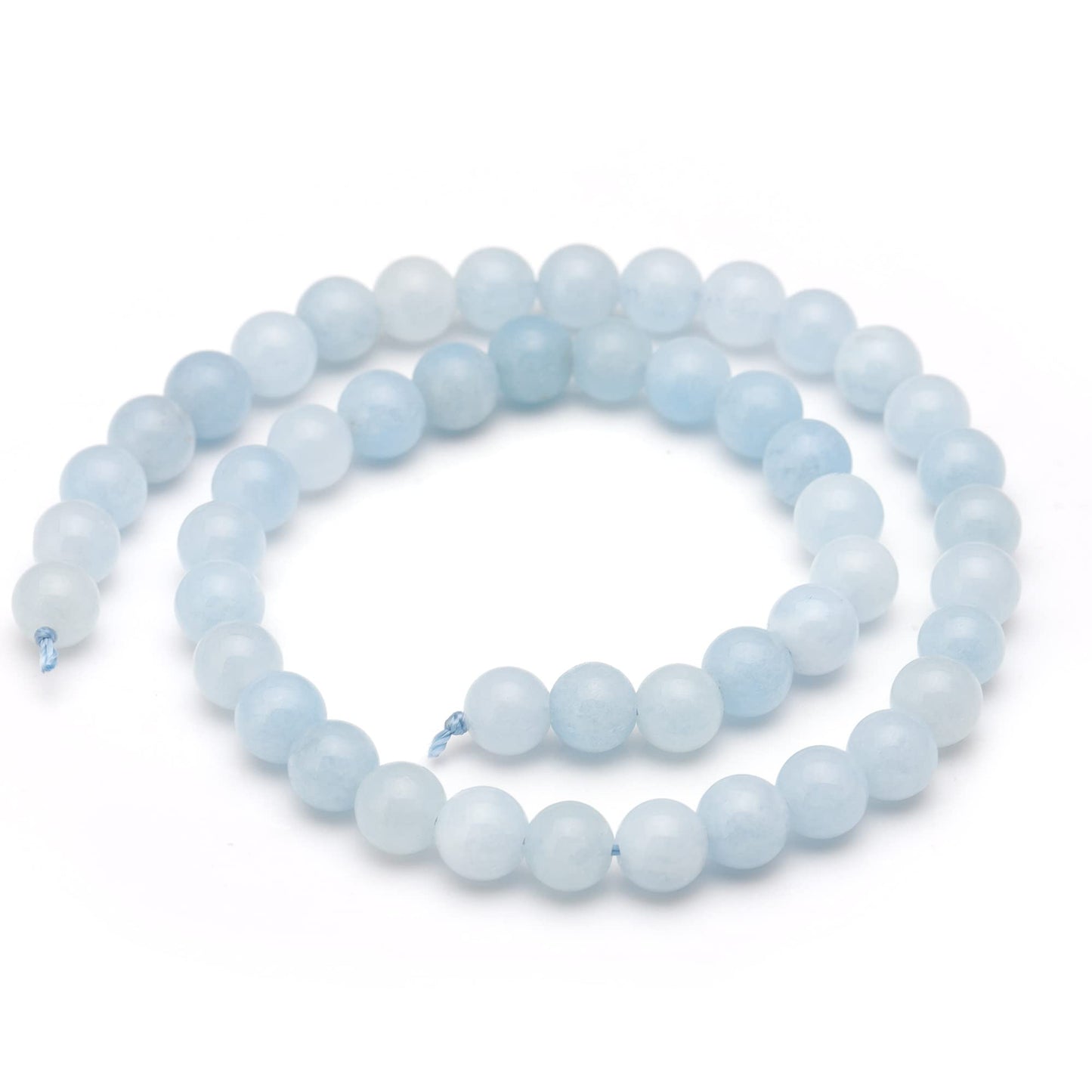 Youngbling Natural Gemstone Beads for Jewelry Making,8mm Blue Chalcedony Polished Round Smooth Stone Beads for Bracelet Necklace 15 Inch(Blue Chalcedony,8mm)