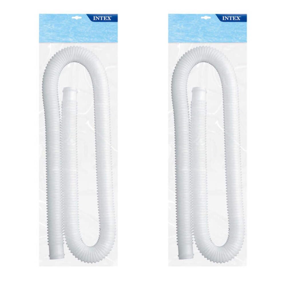 Intex 1.25" Diameter Easy to Install Accessory Pool Pump Replacement Hose, 59" Long for Intex Models 607 and 637, 2 Pack, White