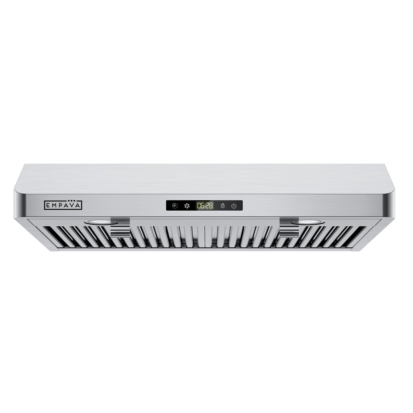 Empava Ductless/Ducted Range Hood Under Cabinet 30 Inch, Touch Control, Timer & Clock Setting, 300 CFM 3-Speeds, Plug in, Stainless Steel