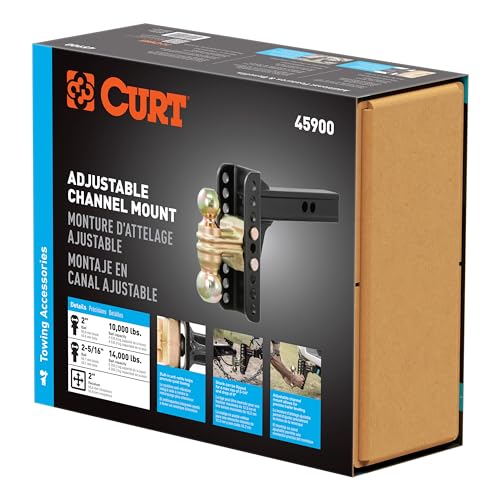 CURT 45900 Adjustable Trailer Hitch Ball Mount, 2-Inch Receiver, 6-Inch Drop, 2 and 2-5/16-Inch Balls, 14,000 lbs