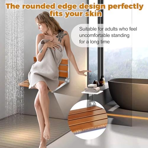 Wall Mount Shower Seat 18", Suitable for The Elderly Disability and Pregnant Women-Maximum Load 440lb