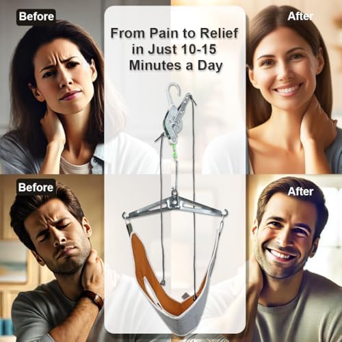 Premium Adjustable Cervical Neck Traction Device for Pain Relief – Comfortable Neck Stretcher for Home and Outdoor Use, Spine Decompression Made Easy