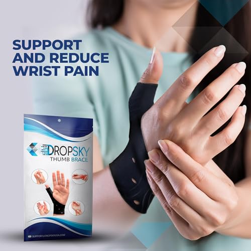 Dropsky Waterproof Wrist Thumb Support With Gel Pad, Thumb Brace for Arthritis Pain and Support-Thumb Wrist Brace, Arthritis & Carpal Tunnel - Left and Right Hand- Lightweight,Therapy Rubber-Latex, 4