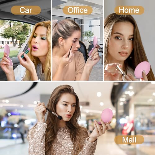 Compact Mirror with Light, 1X/3X Magnification LED Pocket Mirror with USB Data Cable,Mini Mirror for Purse, Pocket,Travel and Present (Pink)