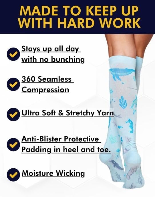Compression Socks for Women & Men Circulation - 15-20 mmHg Compression Socks - Best Support for Nurses, Running, Athletic