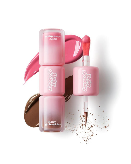 Baby Go Dewy [Blush & Freckles 2-in-1] Liquid Blush with Freckle Pen, Buildable & Waterproof, Long-lasting Formula for Natural Rosy Flush (Rosydew)