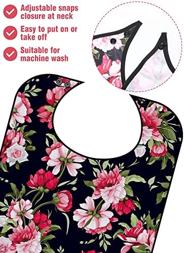 Eurzom 6 Pack Adult Bibs for Elderly Women Men, Reusable Adult Bibs for Eating with Optional Crumb Catcher Clothing Protector