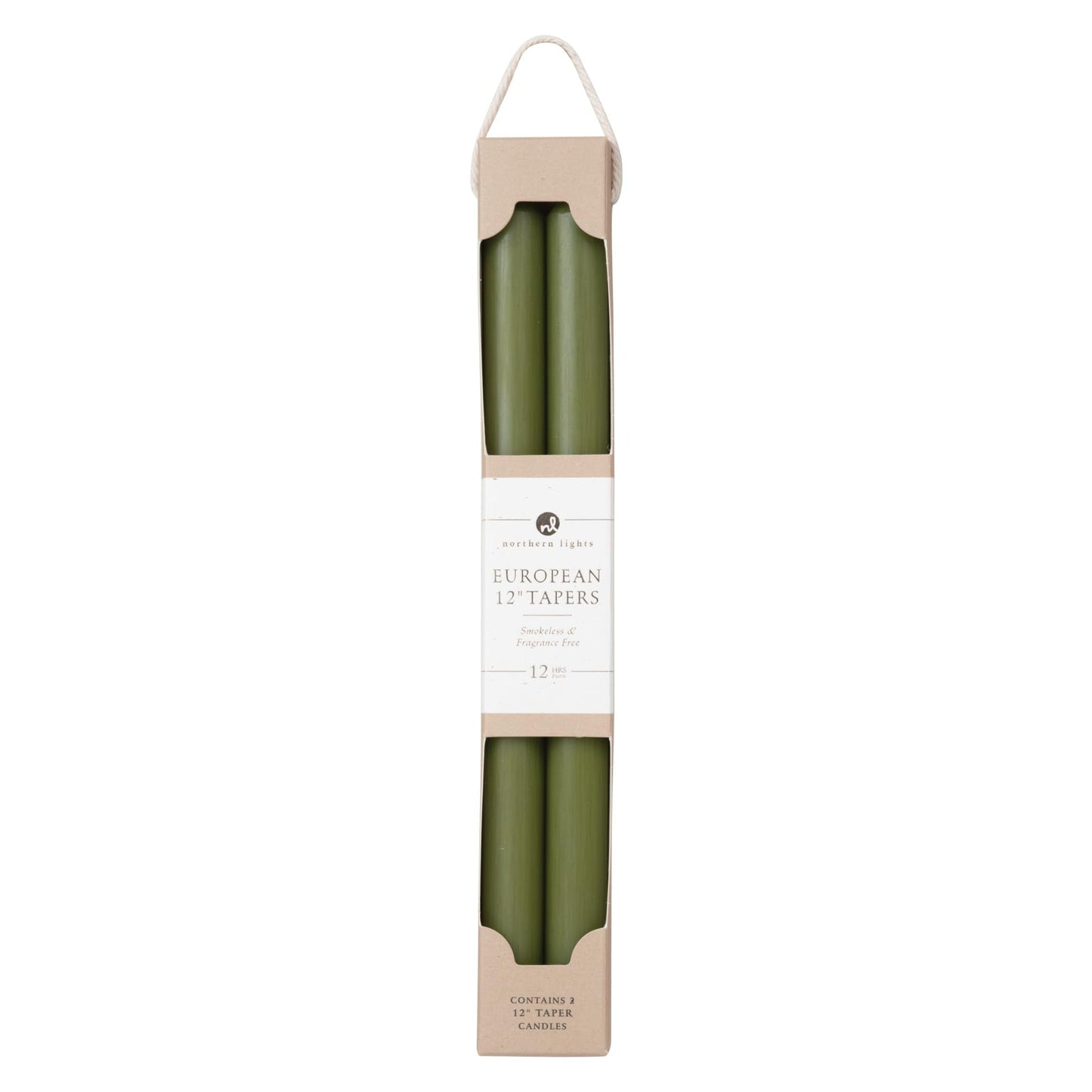 Northern Lights Candles - 12" 2pk Tapers - Moss Green - 72895