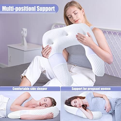 SAHEYER Side Sleeper Pillows for Adults, U Shaped Body Pillow for Pain Relief, Orthopedic Memory Foam Shoulder Pillow for Side,Stomach, Back, Arm with Removable Washable Cover (Upgraded Version),White