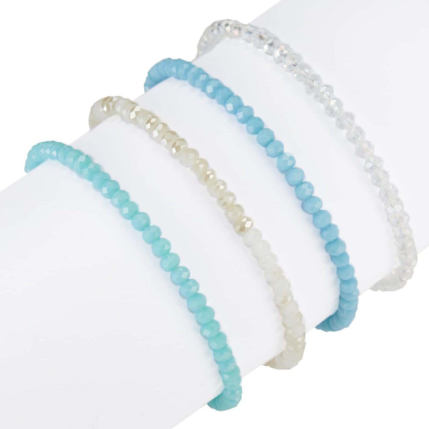 Noessla Beaded Boho Stretch Bracelet Colorful Stackable Crystal Beads Bracelets Trendy Costume Jewelry Mothers Day Gifts for Women(Light blue)
