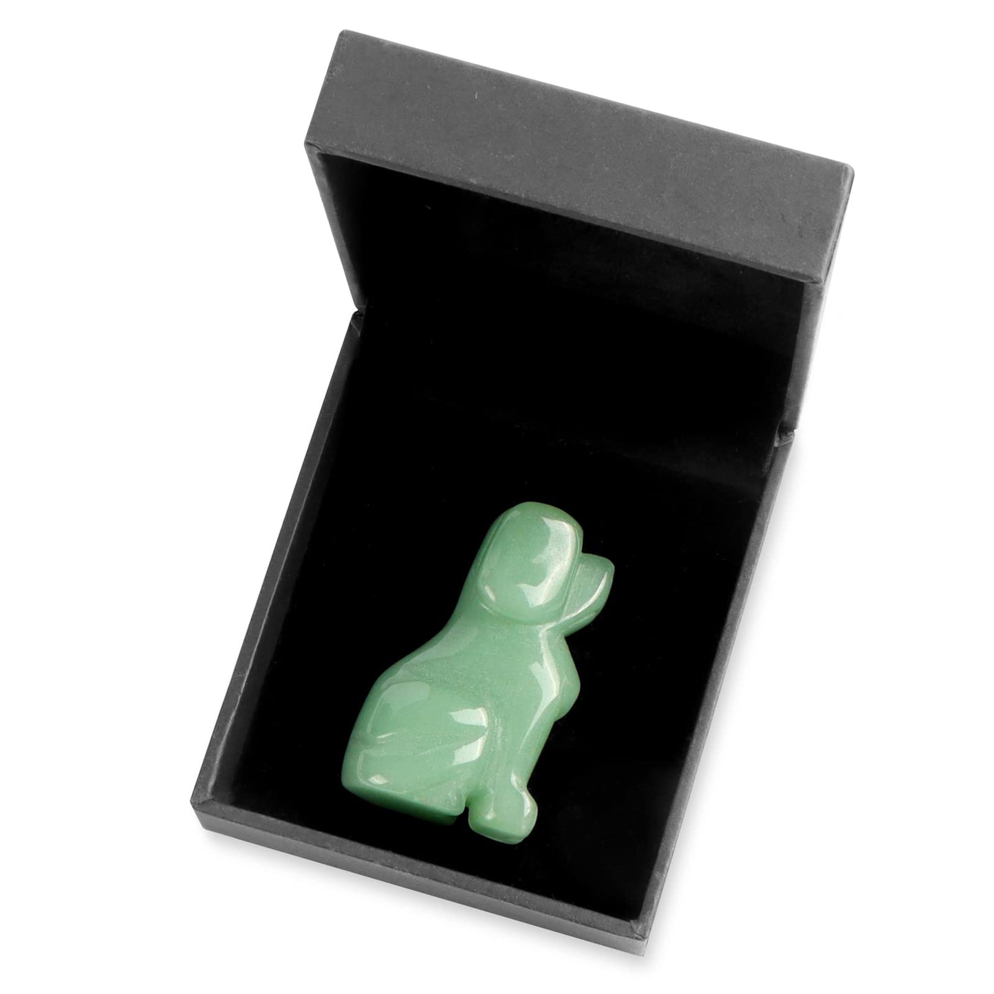 Artistone 2" Green Aventurine Dog Crystal Animals Figurine Carved Jade Stone Puppy Dog Statue Sculpture Craft Home Decorations