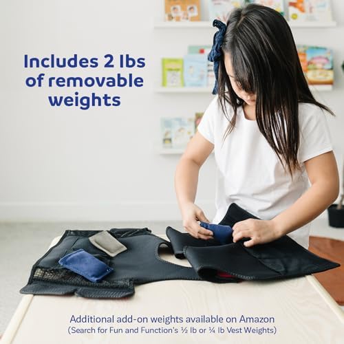 Fun and Function - Black Weighted Compression Vest for Kids & Adults - Calming Weighted Vest for Sensory Issues - For Toddlers, Kids, Teens & Adult - Black color is 1" Longer