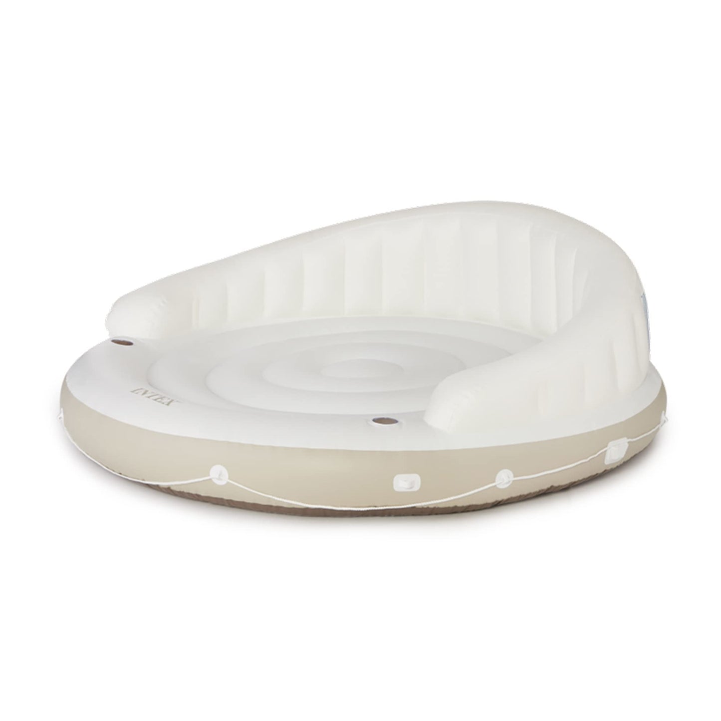 INTEX 58292EP Canopy Island Inflatable Pool Float: Comfortable Lounge Surface – Built-in Cup Holders – Detachable Sunshade – 440lb Max Weight Capacity – 78.5" x 59"