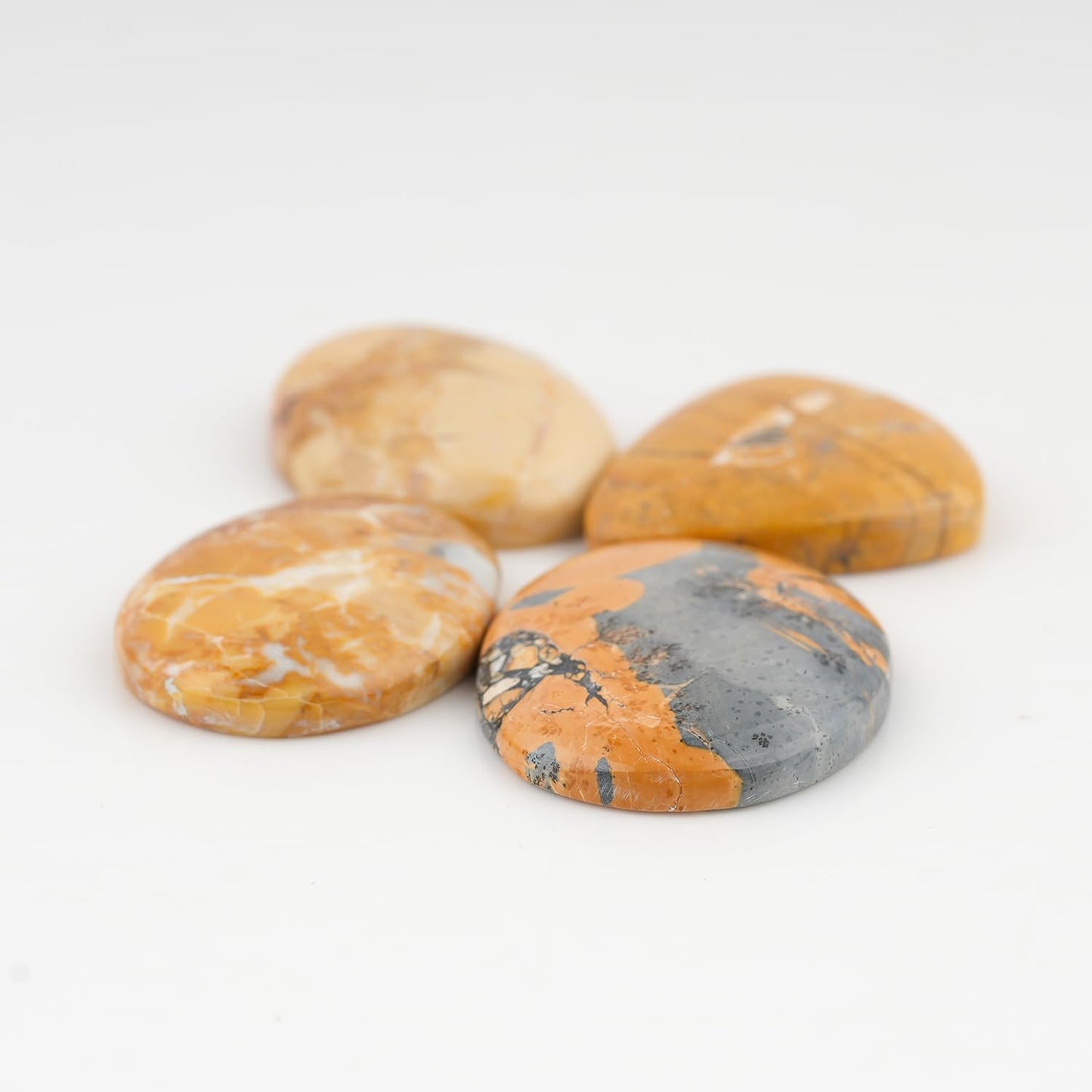 CRYSTALINES 4pcs Natural Maligano Jasper Gemstone Cabochon, Wholesale Polished Stones, DIY Crafting-Jewelry Making, Bulk Loose Lapidary Crystals Supplies, Wire Wrapping, Gem Collection