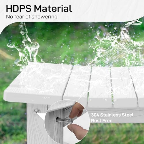 HDPS Shower Bench, Inside Shower Chair for Shaving Legs, Waterproof 2-Tier Bath Spa Shower Stool for Adults Sitting, Weather -Resistant No-Slip Indoor Outdoor Shower Seat, White