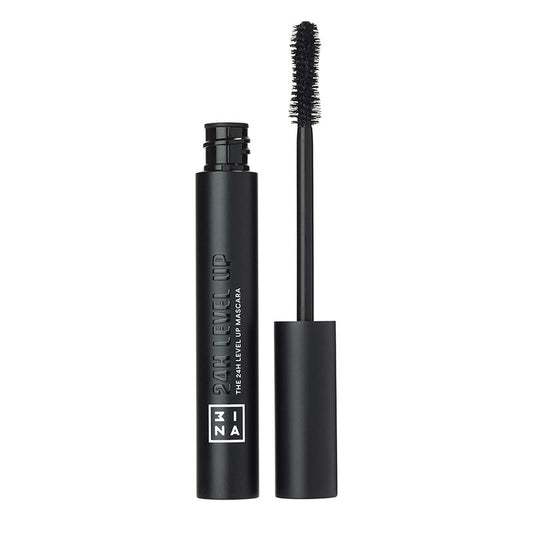 3INA The 24H Level Up Mascara - Intense Black Mascara Volume and Length with Hourglass Brush for Full Definition - Vegan, Cruelty Free - 900-0.27 oz