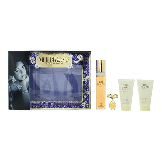 Elizabeth Taylor White Diamonds Perfume for Women Gift Set 4 Piece