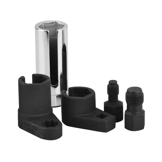 A ABIGAIL 5 PCS Automotive O2 Oxygen Sensor Socket Wrench Removal Tool and Thread Chaser Set 3/8" 1/2" Drive x 7/8" 22mm O2 Sensor Wrench Remover