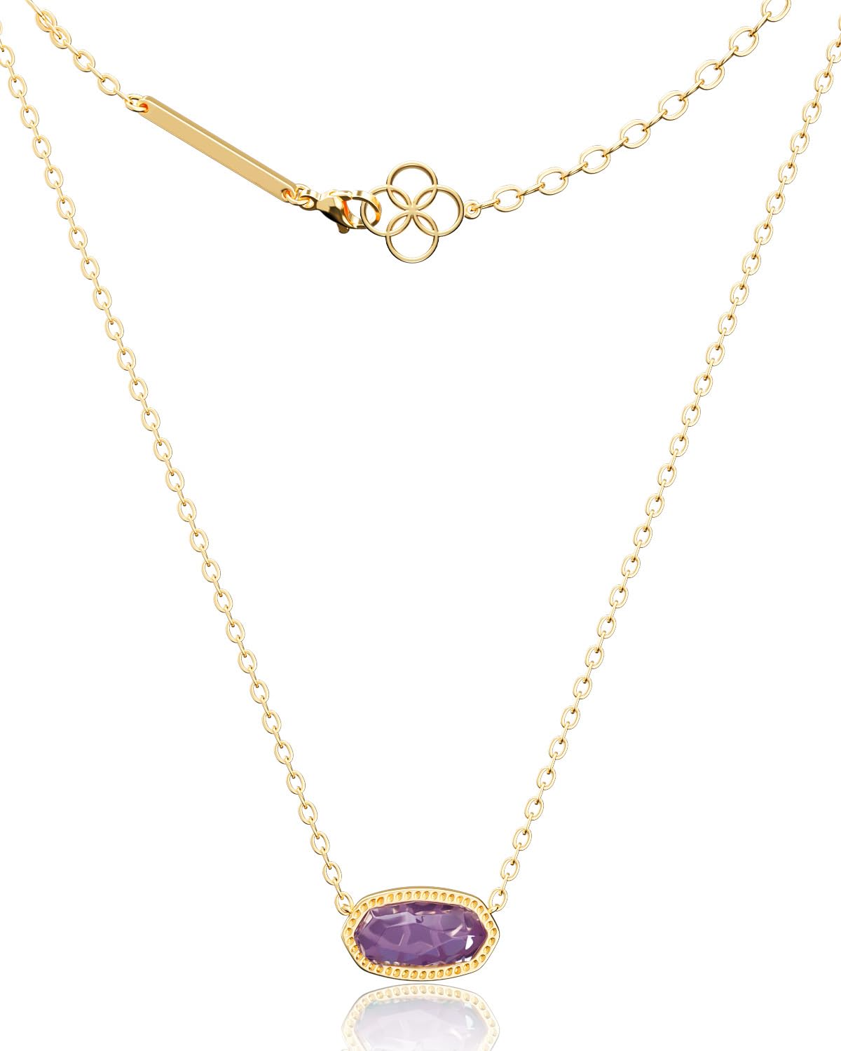 AICase 18K Gold Plated Pendant Necklace for Women, Fashion Jewelry, Anniversary & Birthday Gifts, Purple