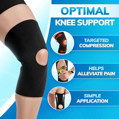 BraceAbility XXXXL Plus Size Open Patella/Open Back Neoprene Knee Sleeve | Water-Resistant Athletic Compression Knee Brace for Swimming, Wakeboarding, Scuba Diving, Surfing (4XL)