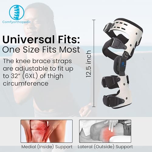 Comfyorthopedic OA Unloader Knee Brace Support for Osteoarthritis, Bone on Bone Arthritis Knee Joint Pain Cartilage Relief, Medial /Inside Plus Size Offloader L1851/L1843 Fits Up to 32in Thigh Circumference