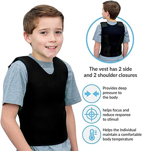 Sensory Compression Vest for Kids Sensory Processing Disorder Vest Deep Pressure Comfort for Autism, Hyperactivity, Mood Processing Disorders, Breathable, Form-Fitting, Kids (Small, Black)