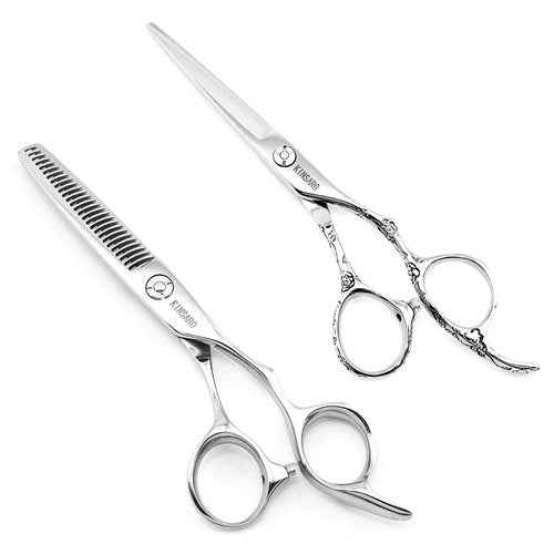 Hair Scissors Set 5.5 Inch Professional Hair Cutting Shears Haircut Scissors 5.75 Inch Thinning Shears 440C KINSARO